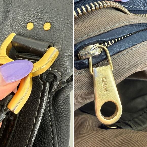 CHLOE Marcie Bag in Black Grained Leather Large Shoulder Handles Crossbody Strap - Picture 15 of 15